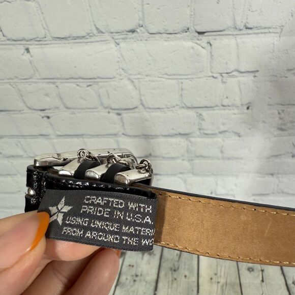 Brighton Belt Women Medium Large Black Silver Buckle Preppy Minimalist Golf - Picture 9 of 13